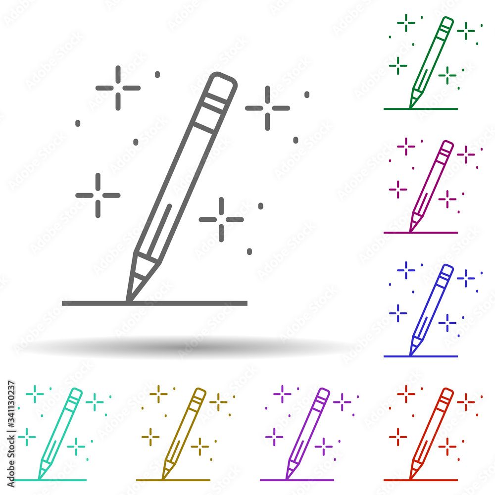 Poster pencil writing multi color icon. simple thin line, outline vector of copywriting icons for ui and ux
