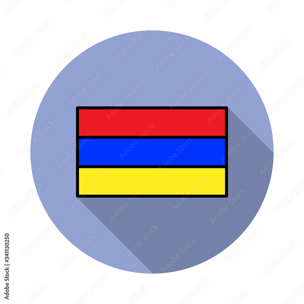Aufkleber national flag of armenia in simple colors with name icon long shadow icon. simple color vector of fl