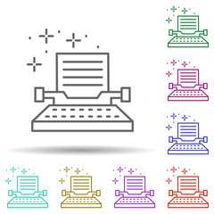 Typewriter writing multi color icon. Simple thin line, outline vector of copywriting icons for ui and ux, website or mobile application