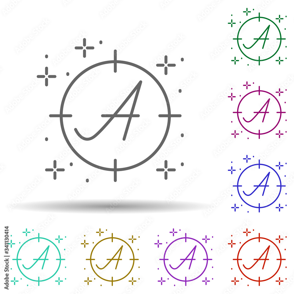 Poster letter aim multi color icon. simple thin line, outline vector of copywriting icons for ui and ux, we