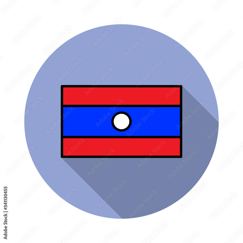 Aufkleber national flag of laos in simple colors with name icon long shadow icon. simple color vector of flags