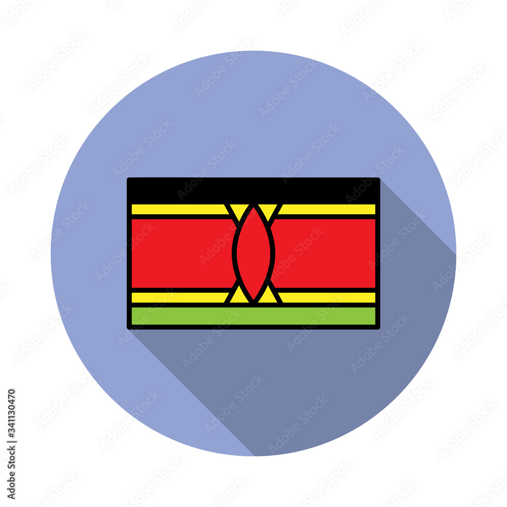 Aufkleber national flag of kenya in simple colors with name icon long shadow icon. simple color vector of flag