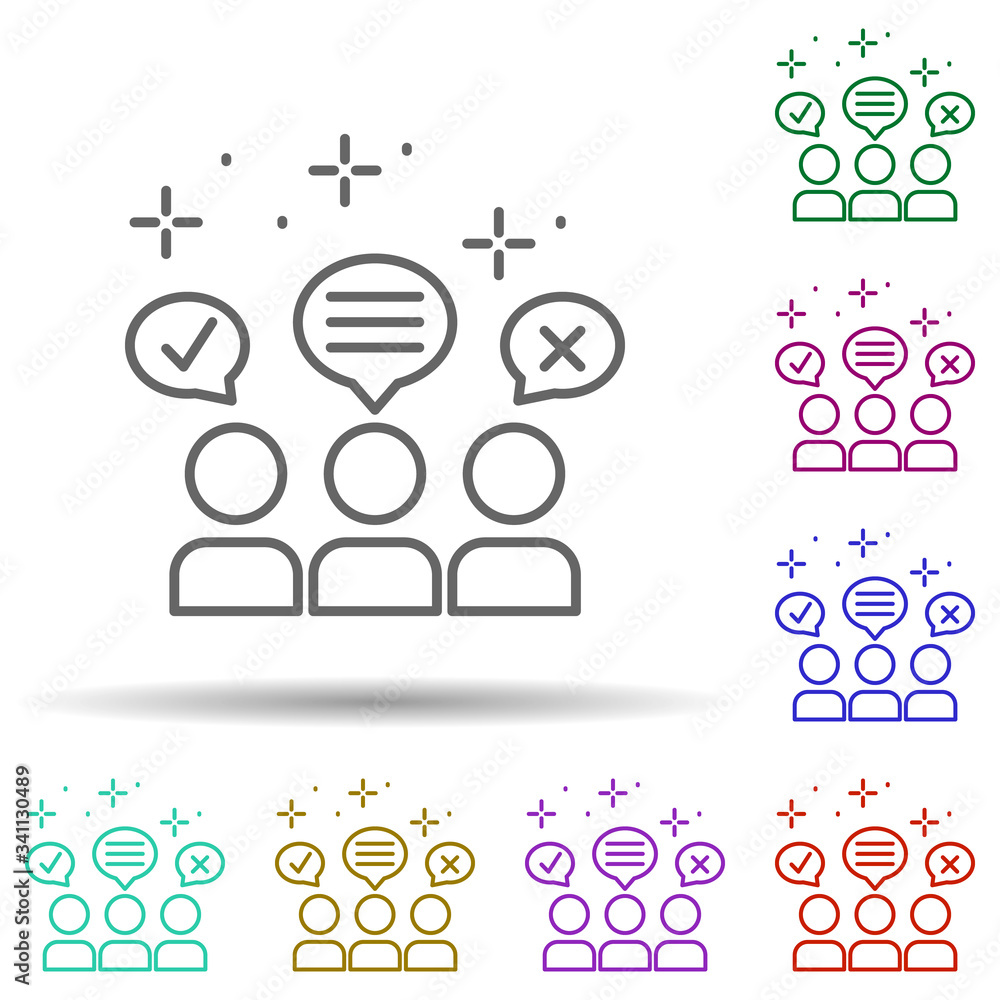 Poster people chat brainstorm multi color icon. simple thin line, outline vector of managment icons for ui 