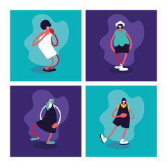 set of women with surgical mask