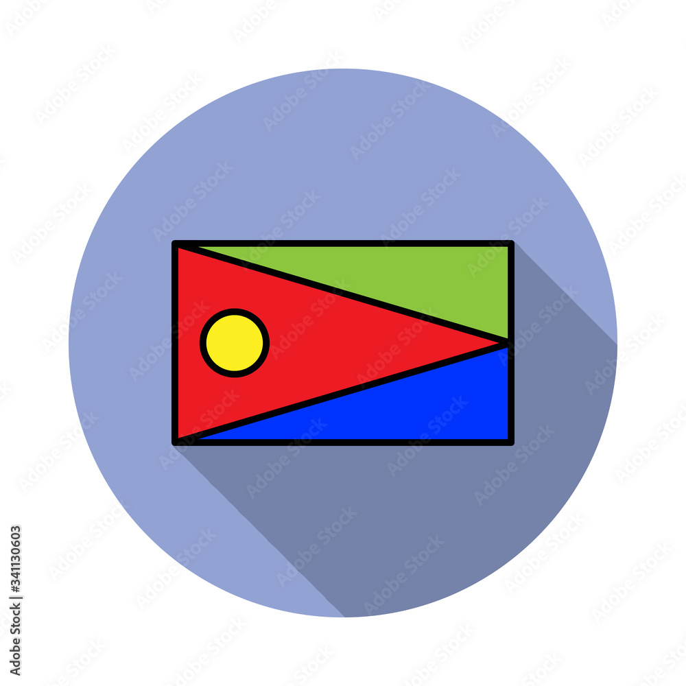 Aufkleber national flag of eritrea in simple colors with name icon long shadow icon. simple color vector of fl