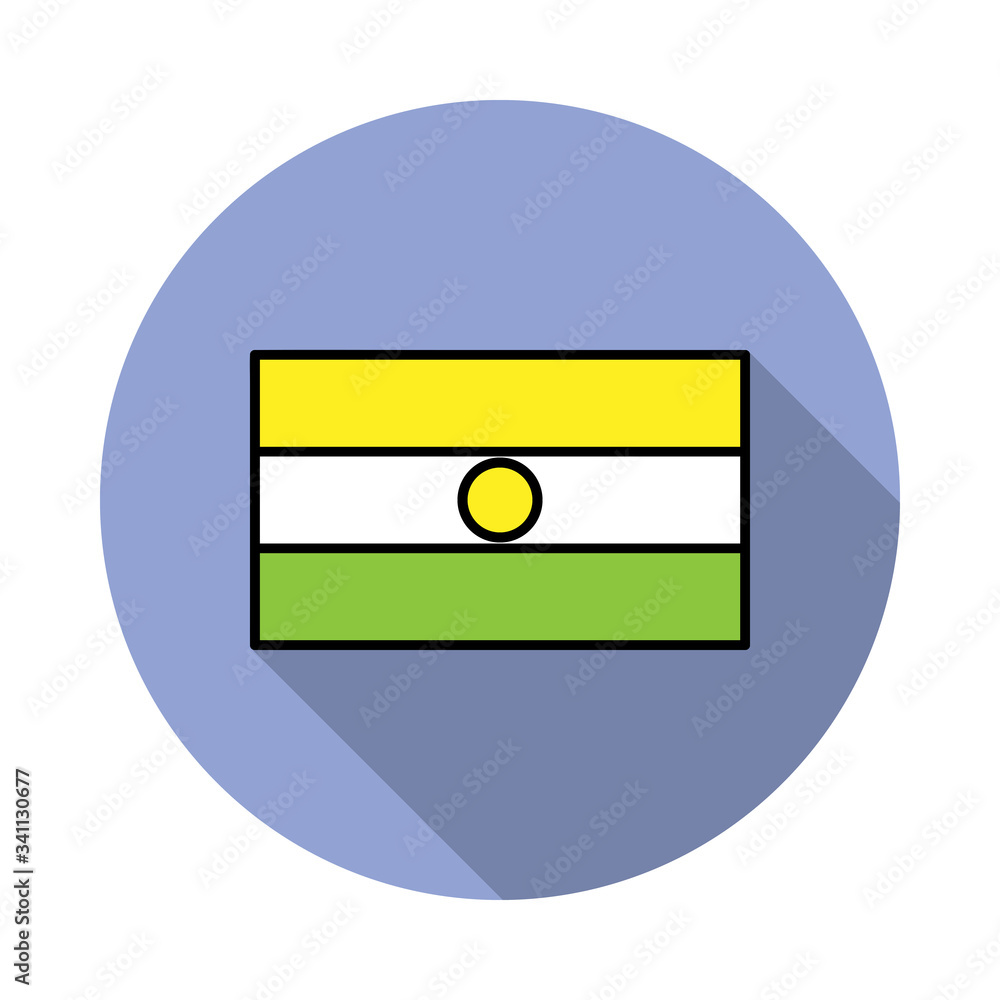 Aufkleber national flag of niger in simple colors with name icon long shadow icon. simple color vector of flag