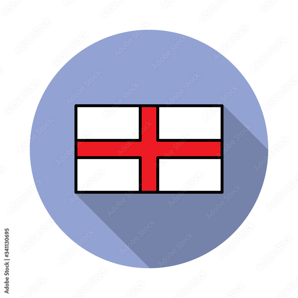 Aufkleber National flag of England in simple colors with name icon long shadow icon. Simple color vector of flags icons for ui and ux, website or mobile application