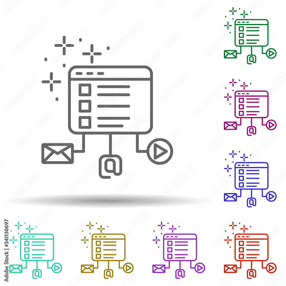 Poster website mail multi color icon. simple thin line, outline vector of managment icons for ui and ux, we