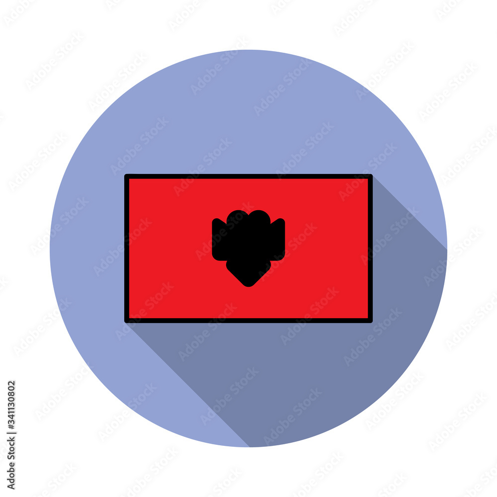Aufkleber national flag of albania in simple colors with name icon long shadow icon. simple color vector of fl