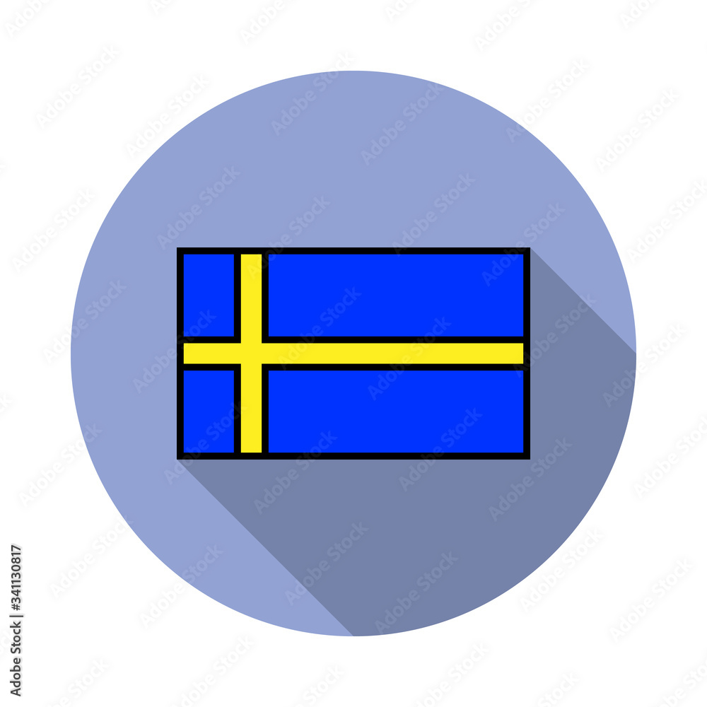 Aufkleber national flag of sweden in simple colors with name icon long shadow icon. simple color vector of fla