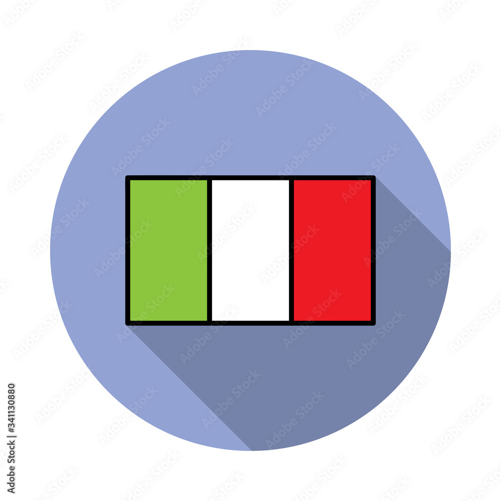 Aufkleber national flag of italy in simple colors with name icon long shadow icon. simple color vector of flag