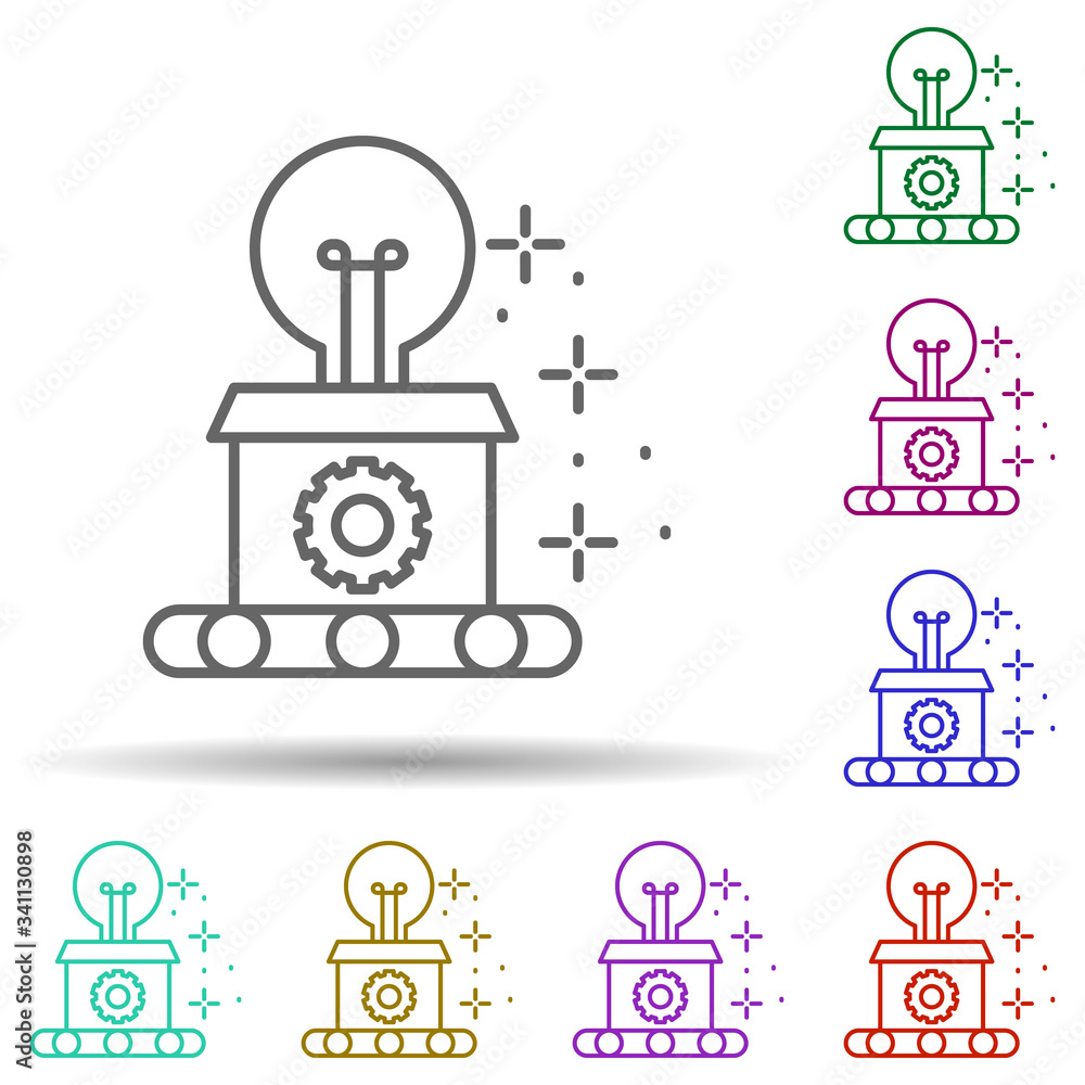 Poster box light bulb gear multi color icon. simple thin line, outline vector of managment icons for ui and