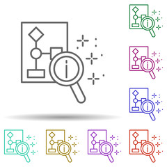 Analysis magnifier information multi color icon. Simple thin line, outline vector of managment icons for ui and ux, website or mobile application