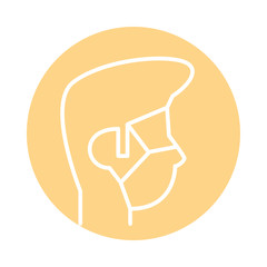 man using face mask line style icon