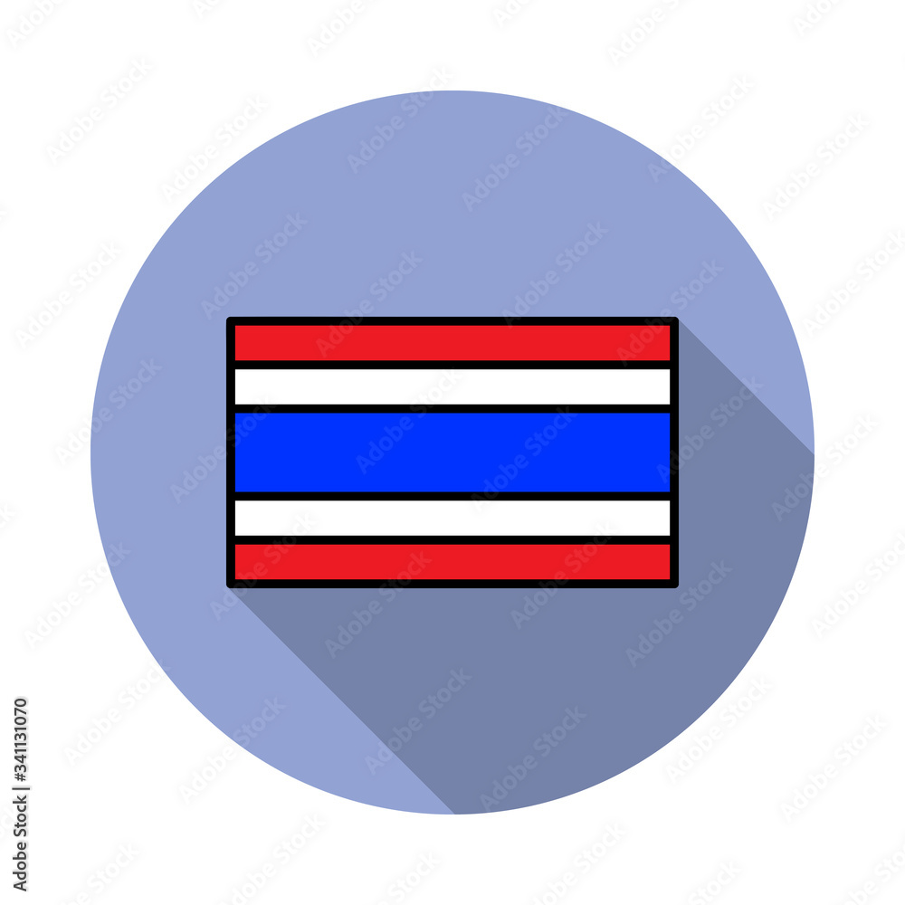 Aufkleber national flag of thailand in simple colors with name icon long shadow icon. simple color vector of f