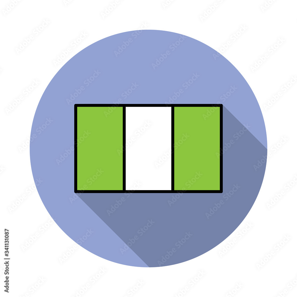 Aufkleber national flag of nigeria in simple colors with name icon long shadow icon. simple color vector of fl