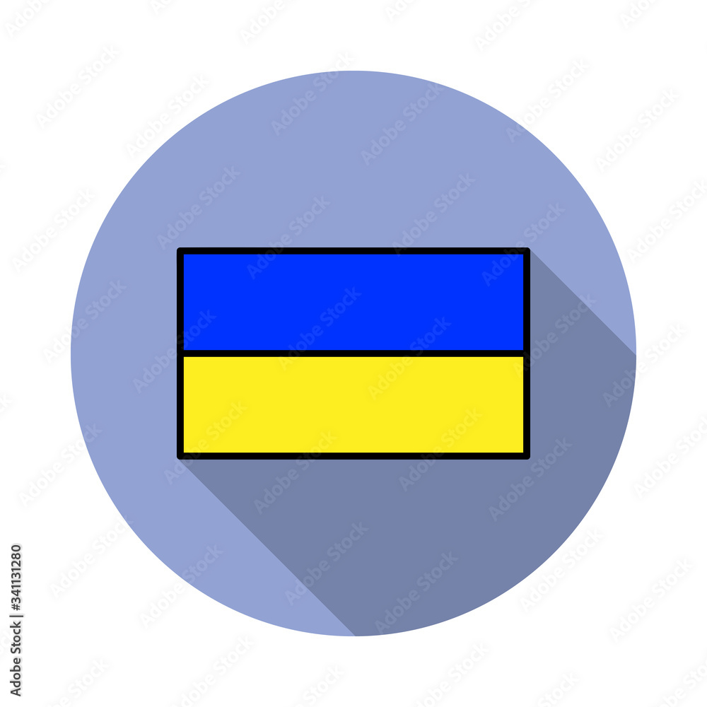 Aufkleber national flag of ukraine in simple colors with name icon long shadow icon. simple color vector of fl