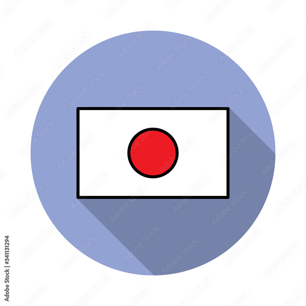 Aufkleber national flag of japan in simple colors with name icon long shadow icon. simple color vector of flag