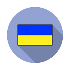 National flag of Ukraine in simple colors with name icon long shadow icon. Simple color vector of flags icons for ui and ux, website or mobile application