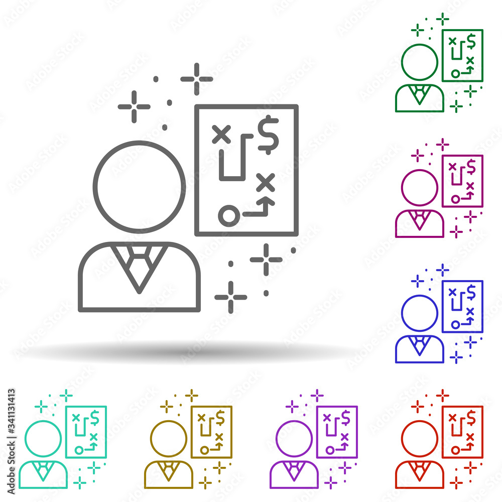 Poster plan strategy human multi color icon. simple thin line, outline vector of managment icons for ui and
