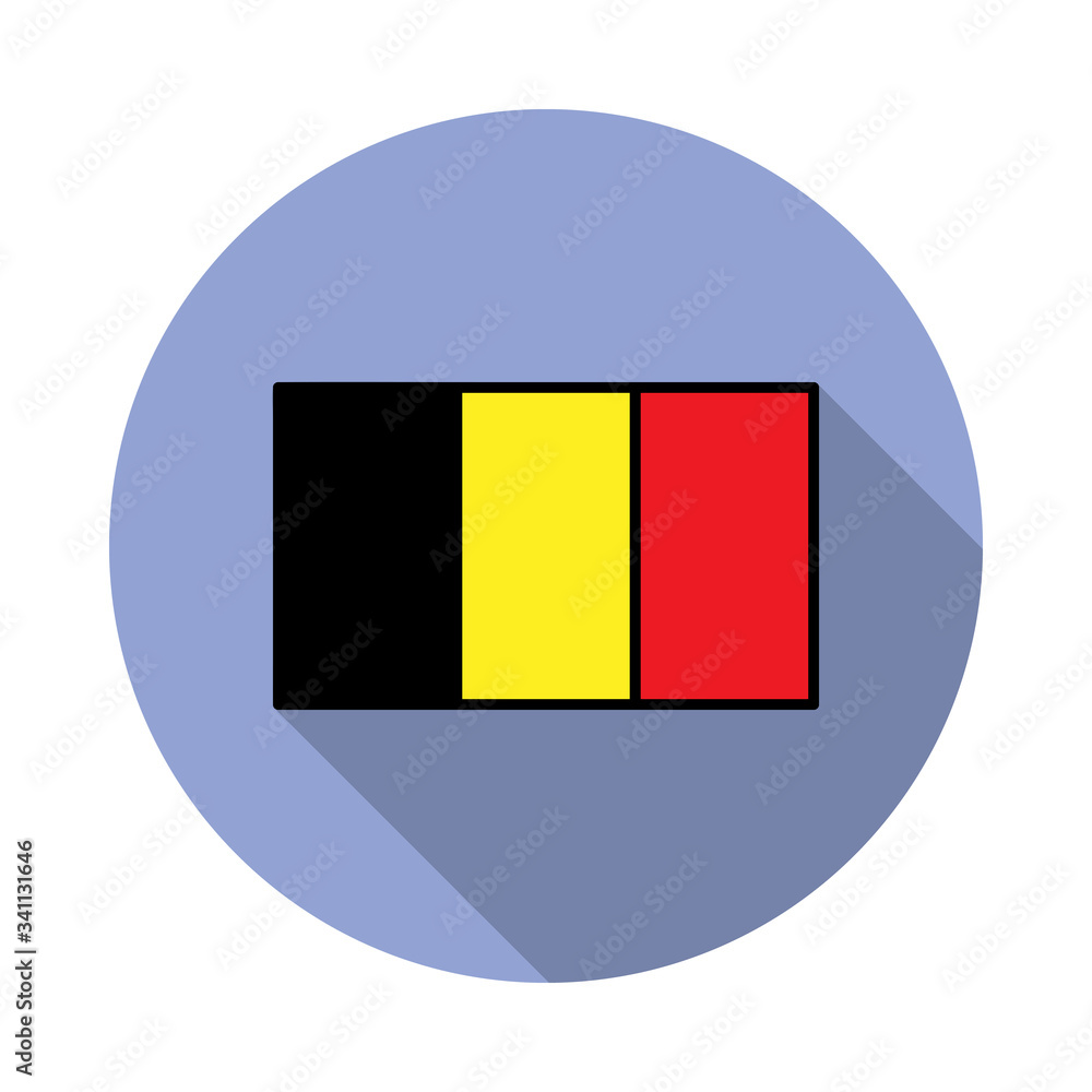 Aufkleber national flag of belgium in simple colors with name icon long shadow icon. simple color vector of fl
