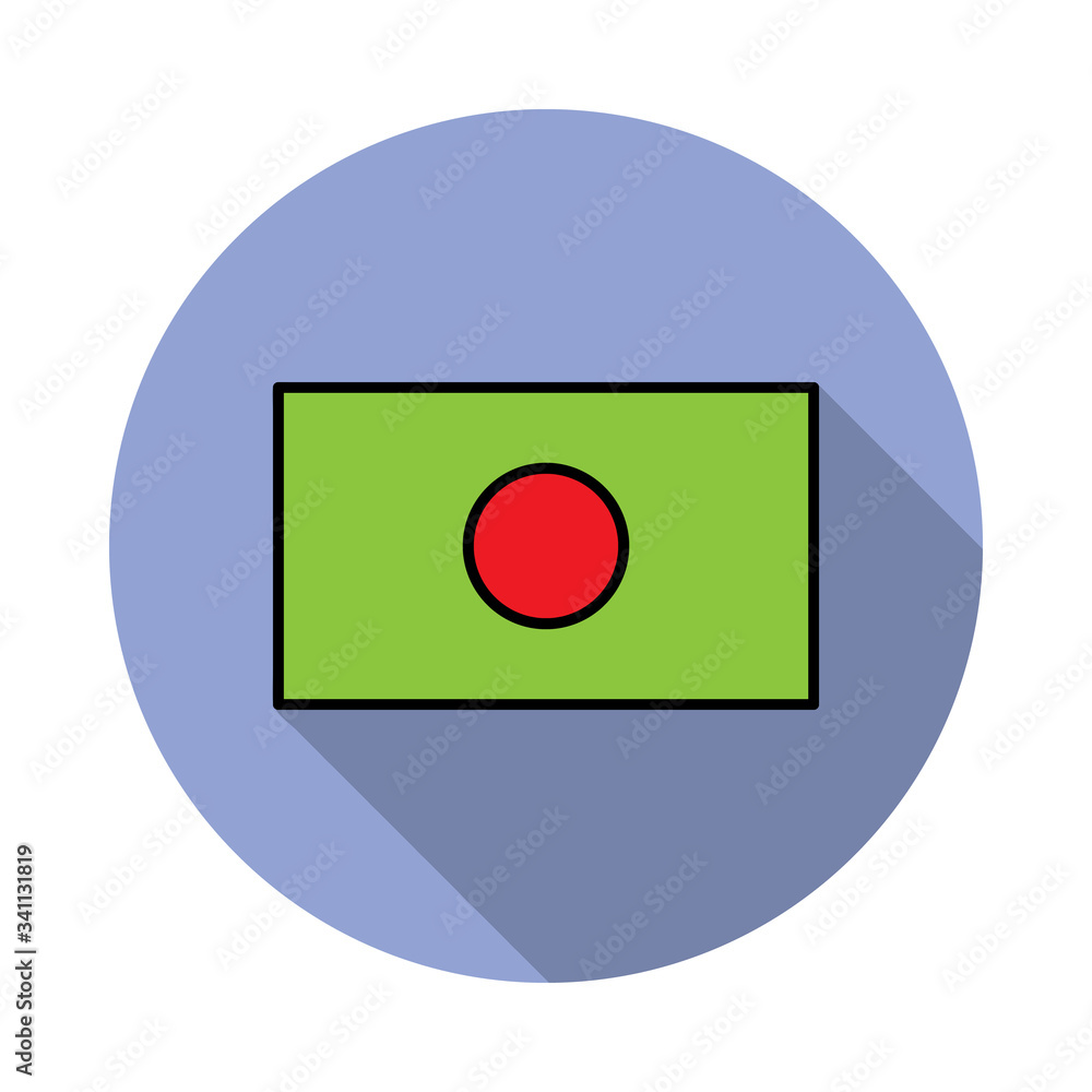 Aufkleber national flag of bangladesh in simple colors with name icon long shadow icon. simple color vector of