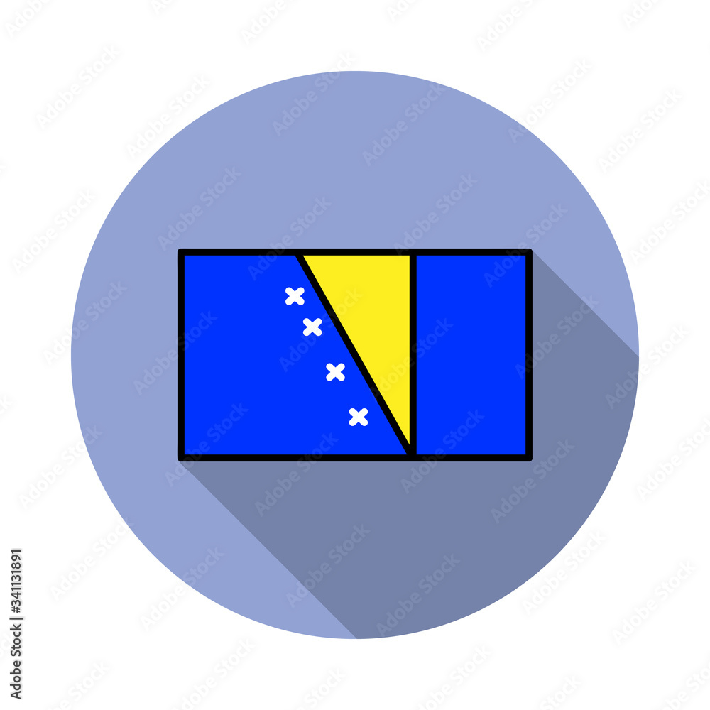 Aufkleber national flag of bosnia in simple colors with name icon long shadow icon. simple color vector of fla