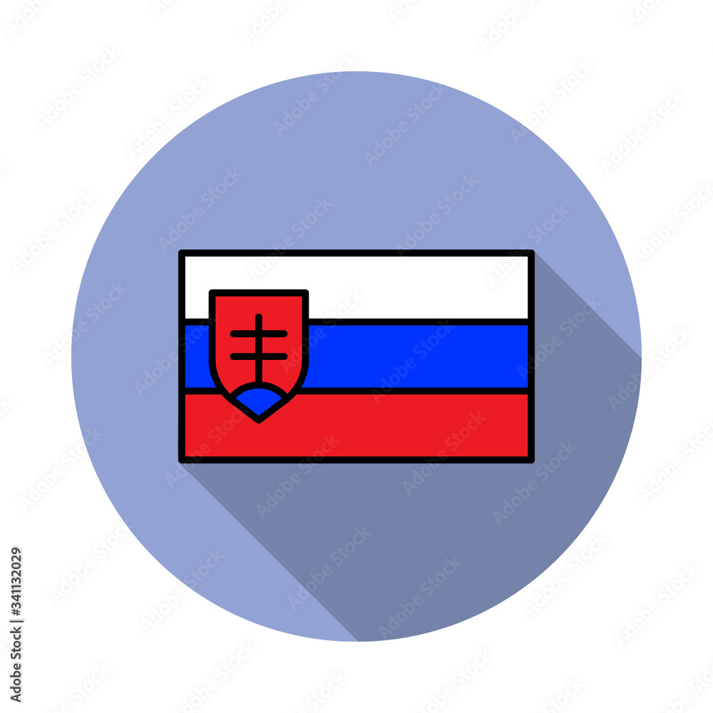 Aufkleber national flag of slovakia in simple colors with name icon long shadow icon. simple color vector of f