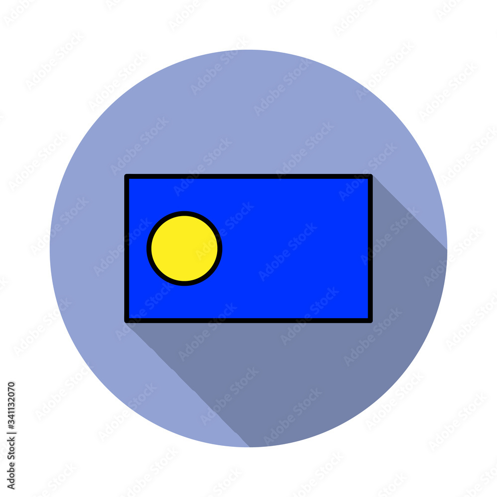 Aufkleber national flag of palau in simple colors with name icon long shadow icon. simple color vector of flag