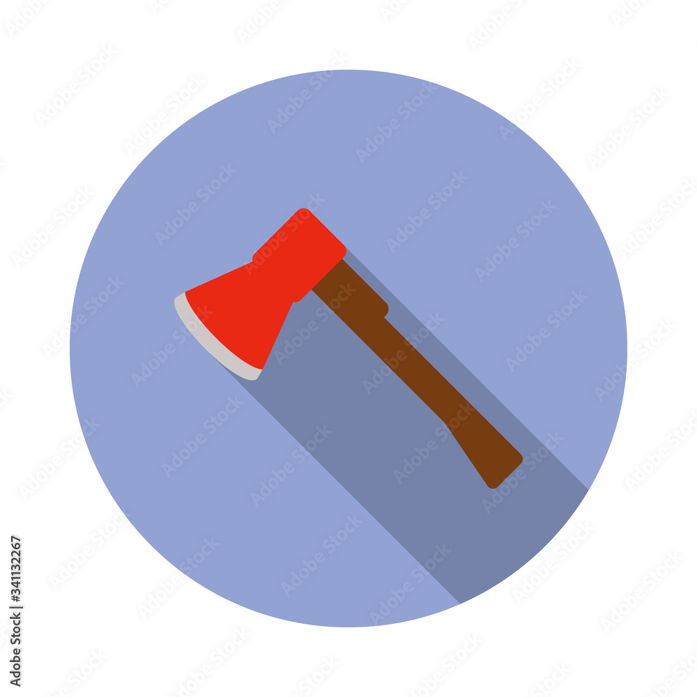 Poster ax colored illustration long shadow icon. simple color vector of camping icons for ui and ux, websit