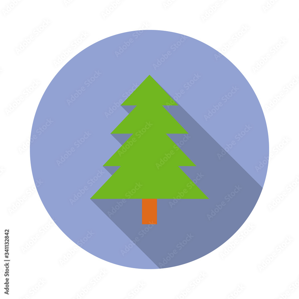 Poster tree colored illustration long shadow icon. simple color vector of camping icons for ui and ux, webs