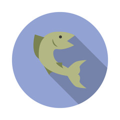 River fish colored illustration long shadow icon. Simple color vector of Camping icons for ui and ux, website or mobile application