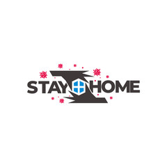 text stay home protected corona virus hand symbol decor geometric vector