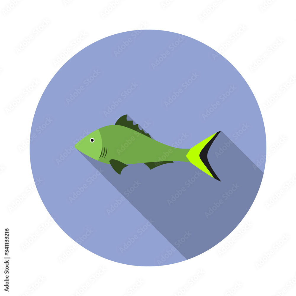 Poster a fish flat long shadow icon. simple color vector of summer icons for ui and ux, website or mobile a