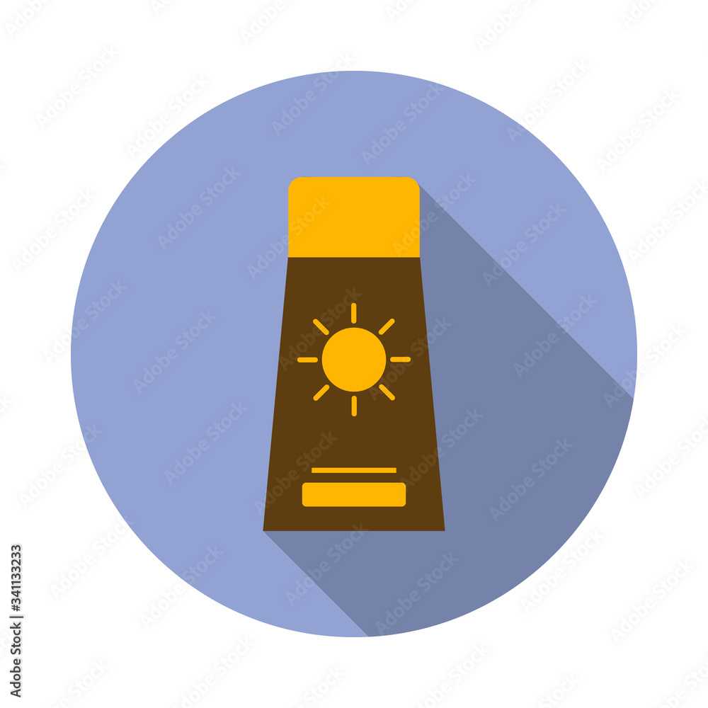 Poster suntan cream flat long shadow icon. simple color vector of summer icons for ui and ux, website or mo