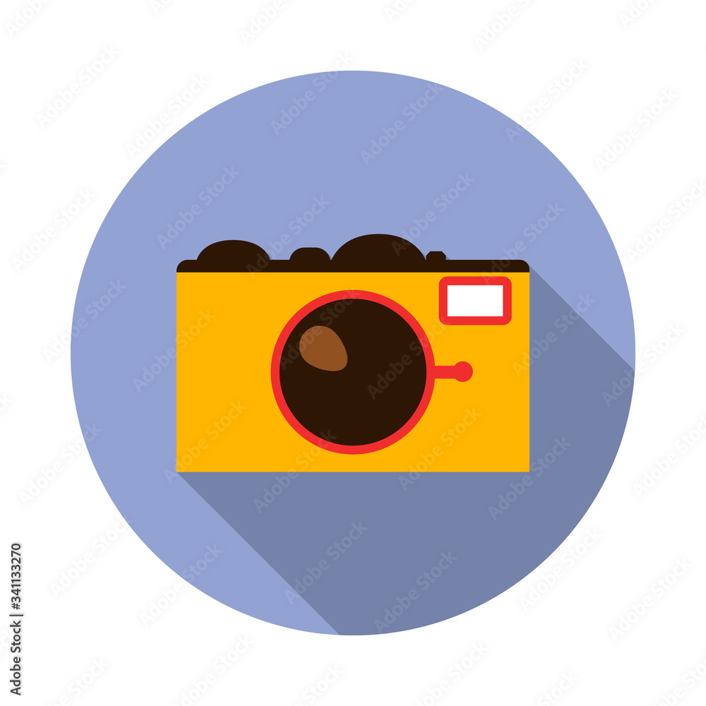 Poster camera flat long shadow icon. simple color vector of summer icons for ui and ux, website or mobile a