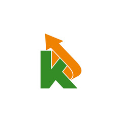 letter k motion arrow up geometric design logo vector