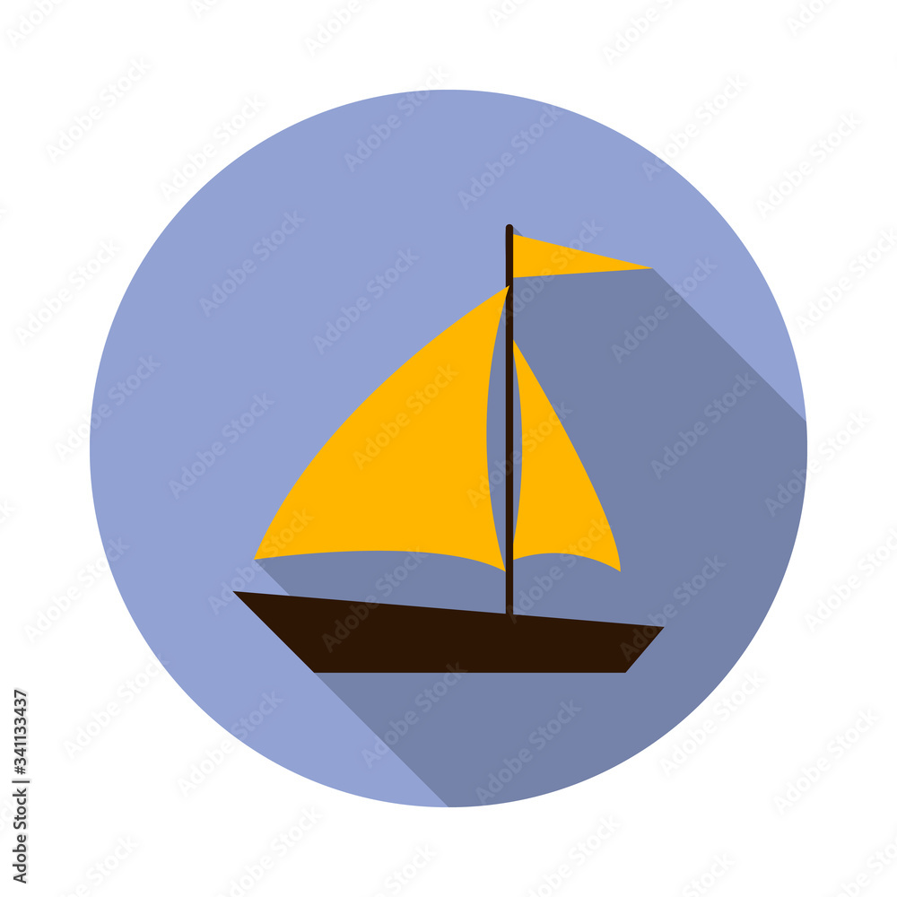 Aufkleber sailboat flat long shadow icon. simple color vector of summer icons for ui and ux, website or mobile