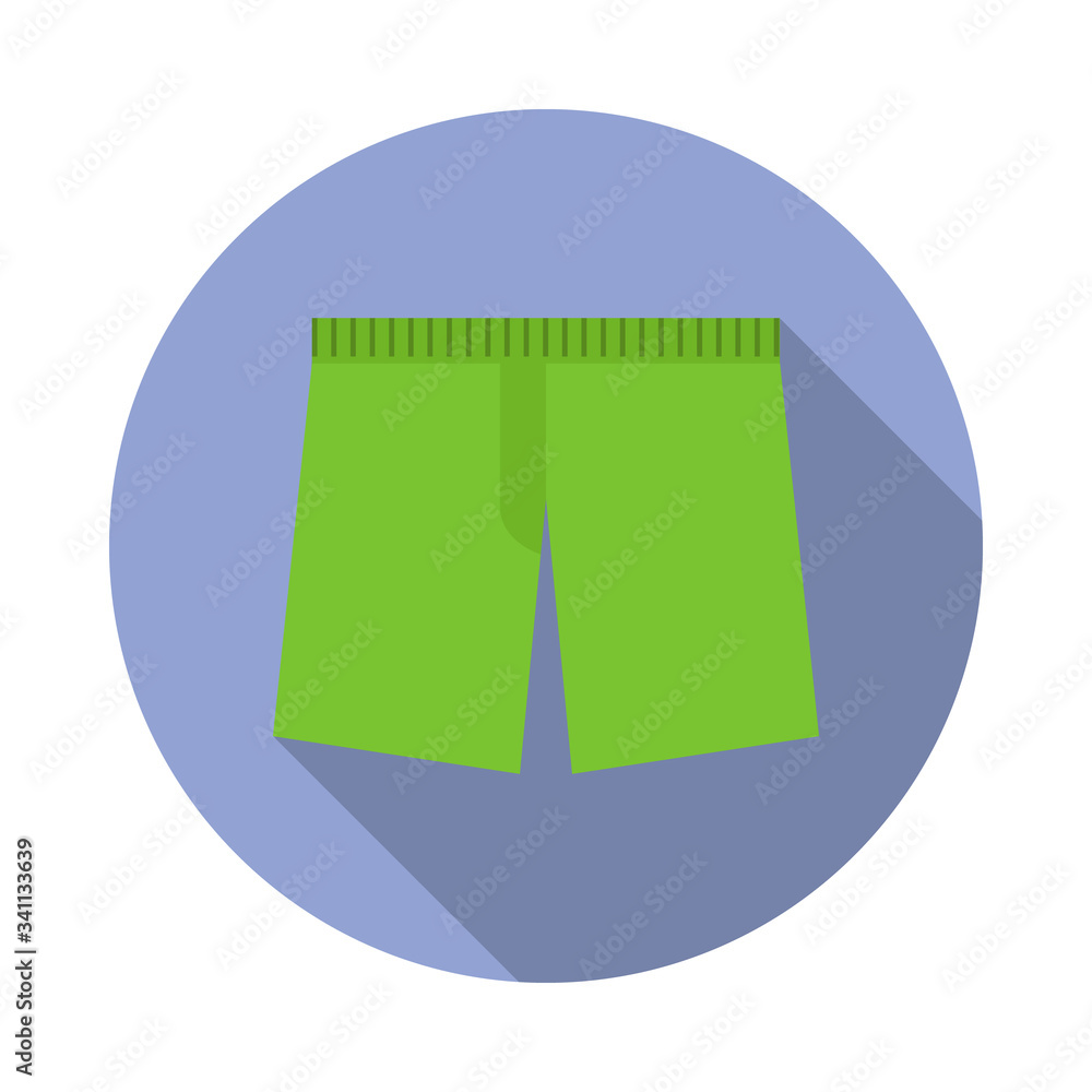 Poster beach shorts flat long shadow icon. simple color vector of summer icons for ui and ux, website or mo