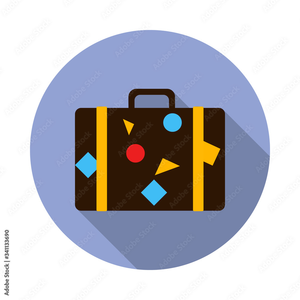 Poster traveler's suitcase flat long shadow icon. simple color vector of summer icons for ui and ux, websit