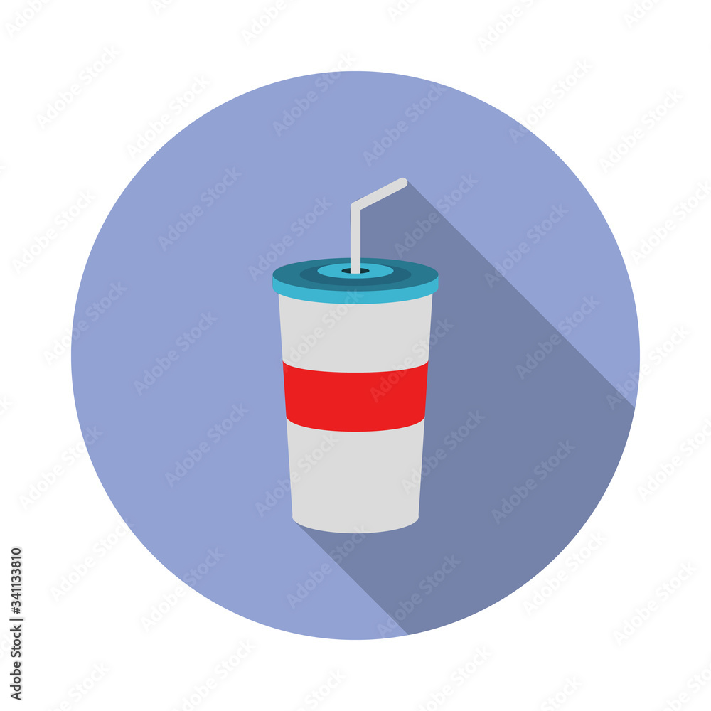 Poster juice in a plastic cup flat long shadow icon. simple color vector of summer icons for ui and ux, web