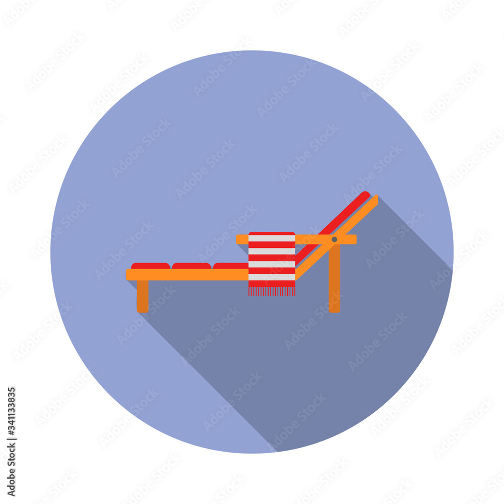 Poster chaise-longue flat long shadow icon. simple color vector of summer icons for ui and ux, website or m