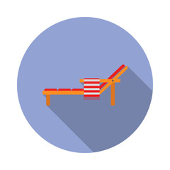 chaise-longue flat long shadow icon. Simple color vector of summer icons for ui and ux, website or mobile application