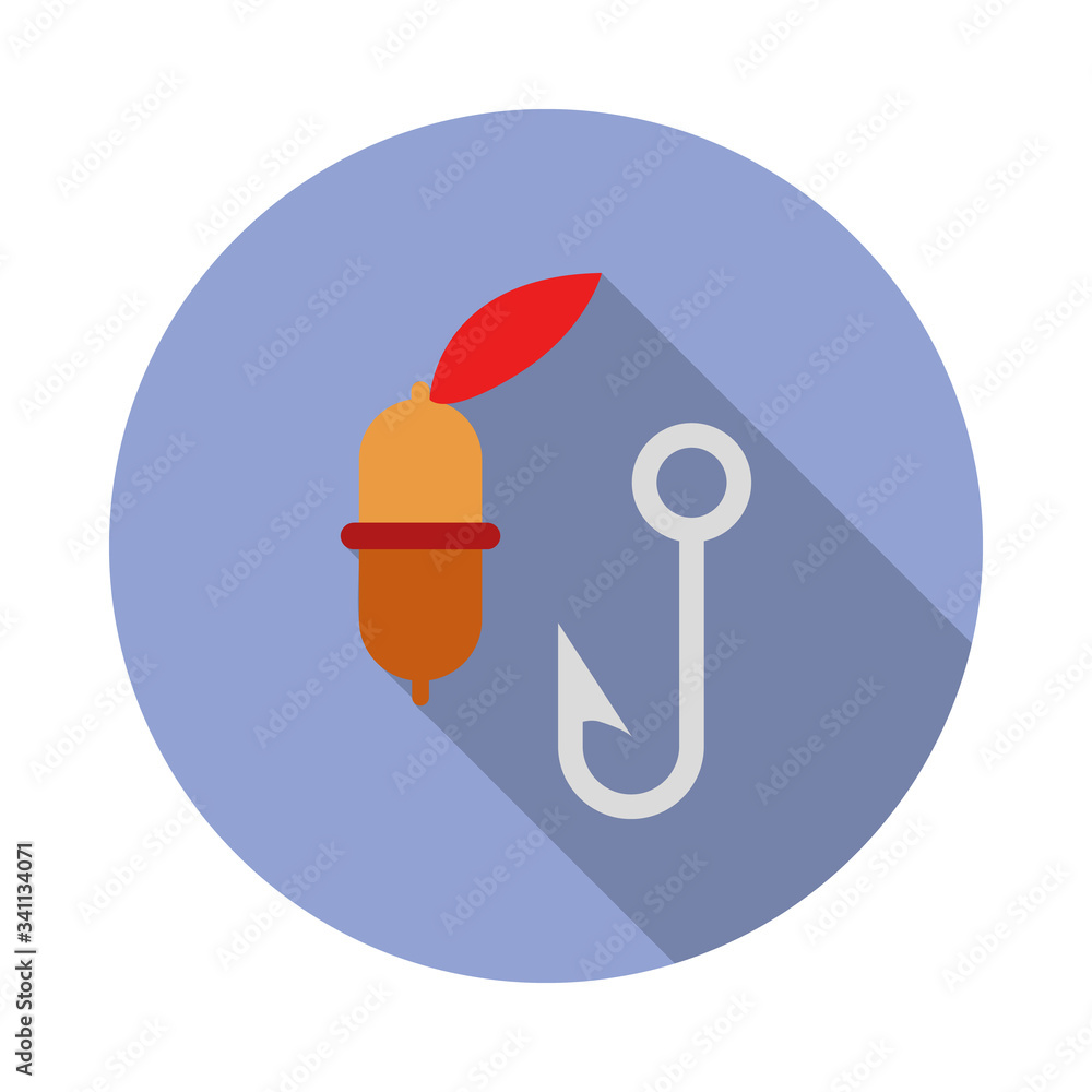 Poster float and hook flat long shadow icon. simple color vector of summer icons for ui and ux, website or 