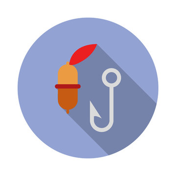 float and hook flat long shadow icon. Simple color vector of summer icons for ui and ux, website or mobile application