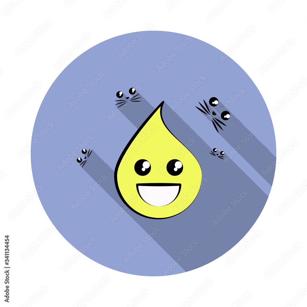 Poster emoji happy long shadow icon. simple color vector of emoji icons for ui and ux, website or mobile ap