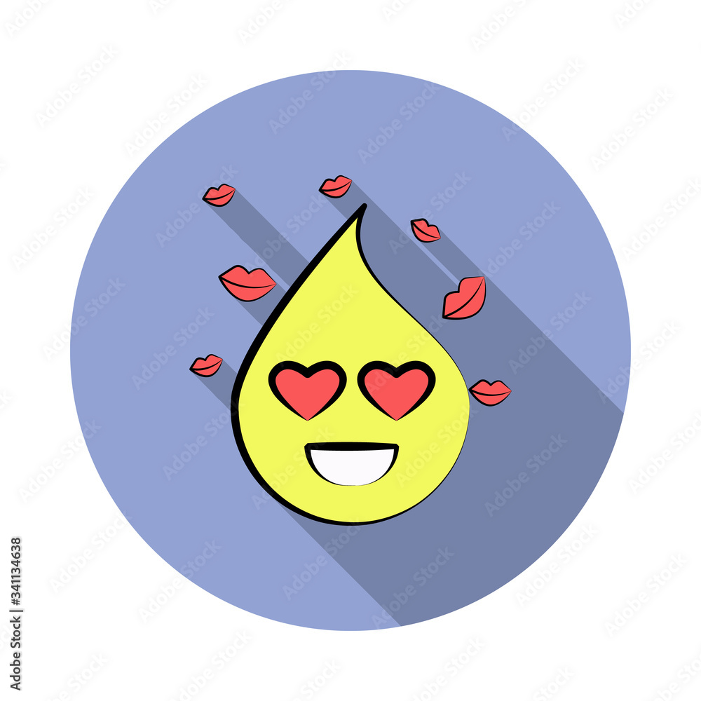 Poster emoji in love long shadow icon. simple color vector of emoji icons for ui and ux, website or mobile 
