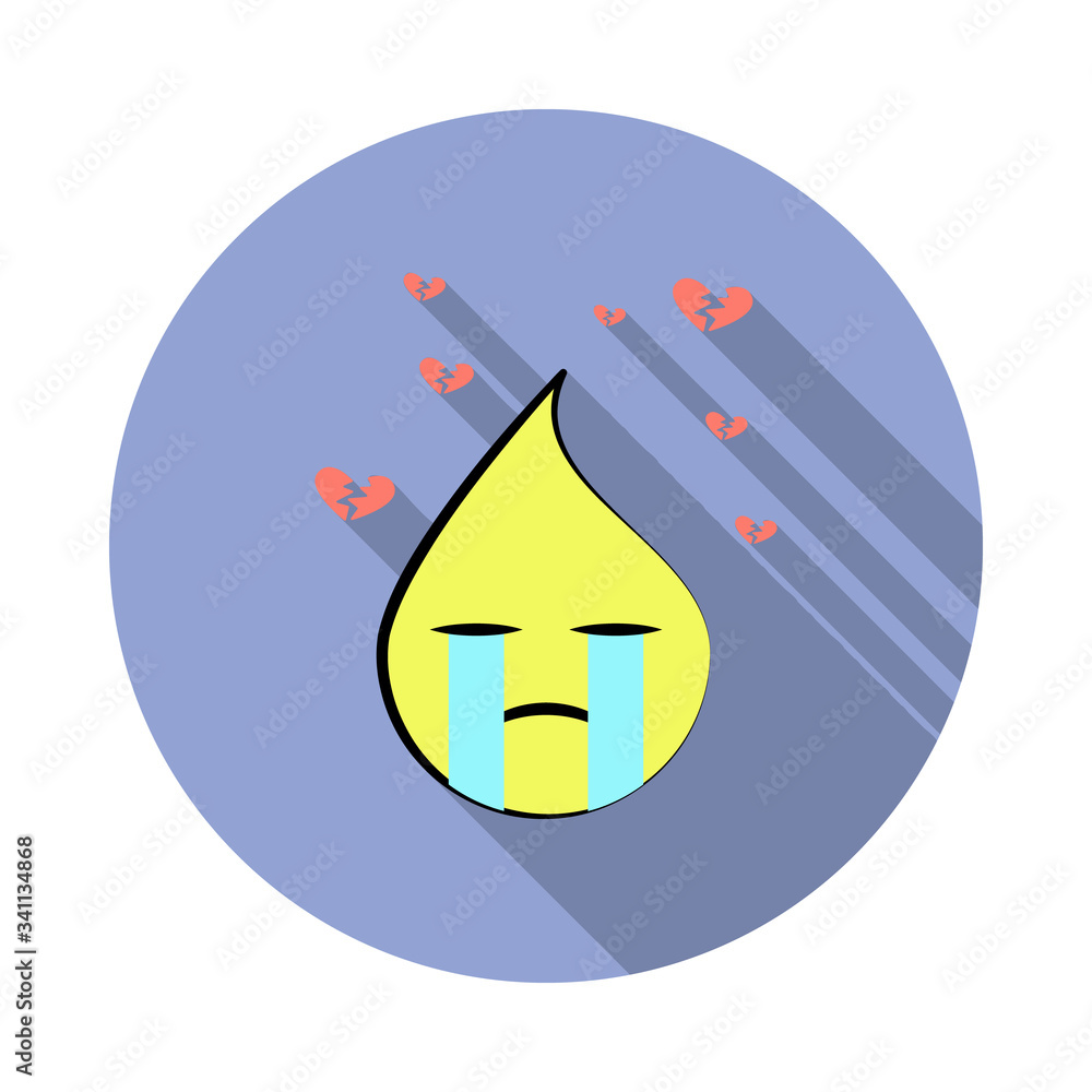 Poster emoji crying long shadow icon. simple color vector of emoji icons for ui and ux, website or mobile a