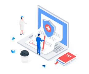 Medical insurance isometric concept
