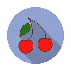 cherry colored long shadow icon. Simple color vector of fruit icons for ui and ux, website or mobile application